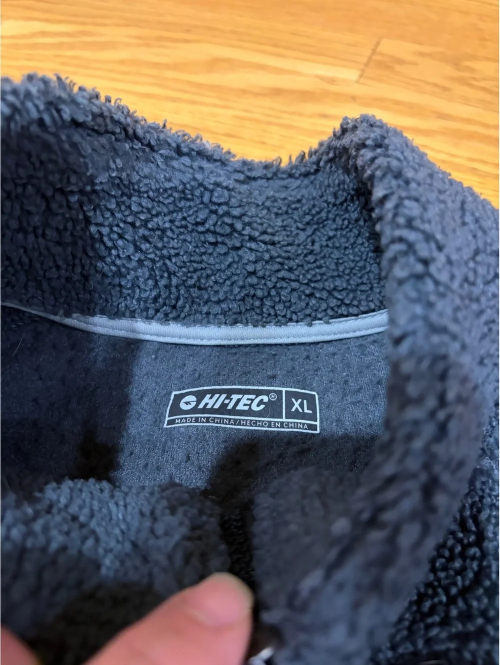 Two Men's Hi-Tech 1/4 zip fleece pullover grey navy blue XL sherpa chest pocket